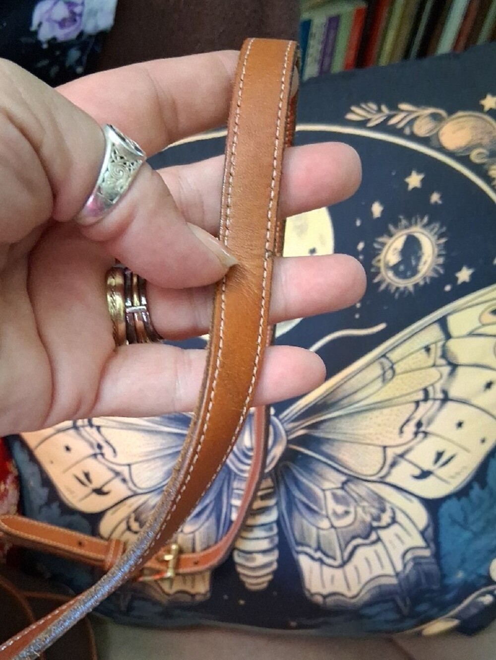 Dooney & Bourke Dark Brown Pebbled All WeatherLeather Crossbody with Cognac Trim - Picture 10 of 12